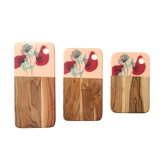 Affinity Décor Resin Print Set Of 3 Cutting Board Kitchen Deco with Grooves Festive Décor Epoxy Wood Cutting Board Handmade Large Charcuterie Board Handcrafted Acacia Wood Cutting Board (329)