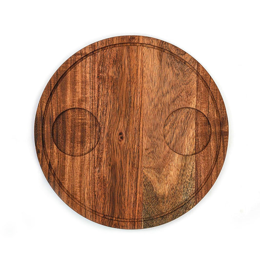 Cutting Board Series, Acacia Wood Cutting Boards for Kitchen, Wooden Serving Charcuterie Board, Organic Wood Board with Glass Holder, Ideal for Chopping Meat, Fruits, Cheese 11 x 11