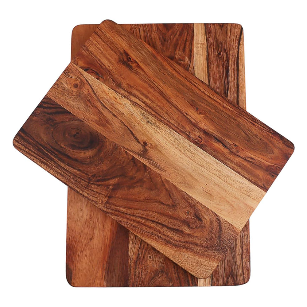 Cutting Board Series, Acacia Wood Cutting Boards for Kitchen, Solid Wooden Serving Charcuterie Board, Set of 2 Wood Board, Ideal for Chopping Meat, Cheese 15"x10", 13"x9"