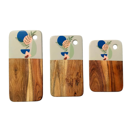 Affinity Décor Resin Print Set Of 3 Cutting Board Kitchen Deco with Grooves Festive Décor Epoxy Wood Cutting Board Handmade Large Charcuterie Board Handcrafted Acacia Wood Cutting Board (328)