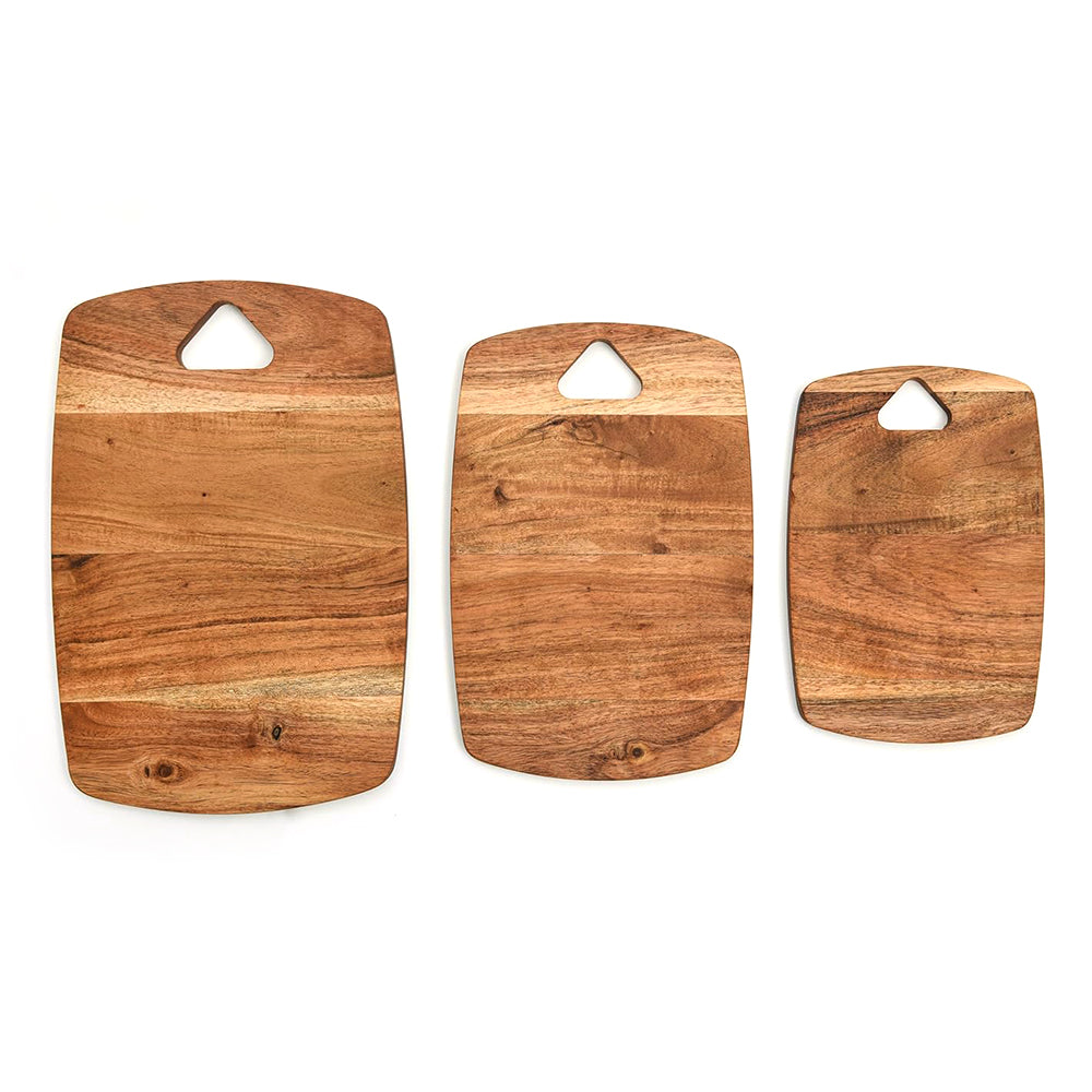 Cutting Board Series, Acacia Wood Cutting Boards for Kitchen, Wooden Serving Charcuterie Board Set of 3, Organic Wood Board, 13.6"x9.1", 11.8"x7.8", 9.7"x6.5"