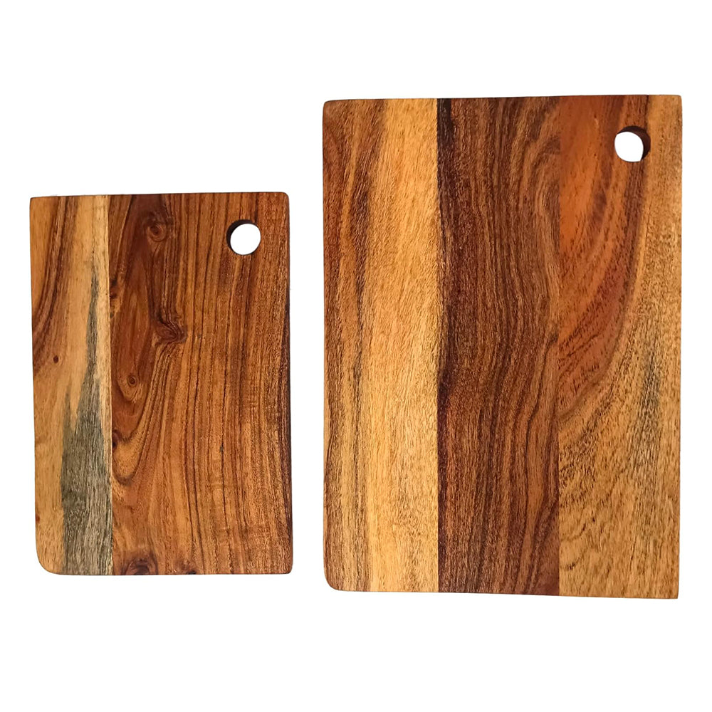 Wood Set Of 2 Cutting Boards Kitchen, Thick Chopping Board, Large Wooden Cutting Board with Deep Juice Groove and Handles, Wooden trays for meat, fruit and cheese (14 X 10 X 0.63 Inch)