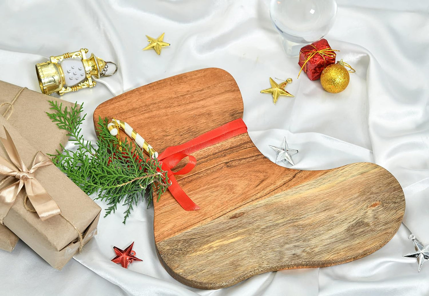 Affinity Decor Organic Acacia Kitchen Cutting Chopping Board for Butcher Block Cheese and Vegetables Fruit Salad Halloween Christmas Gift (Socks Board 11"L x 11"W)