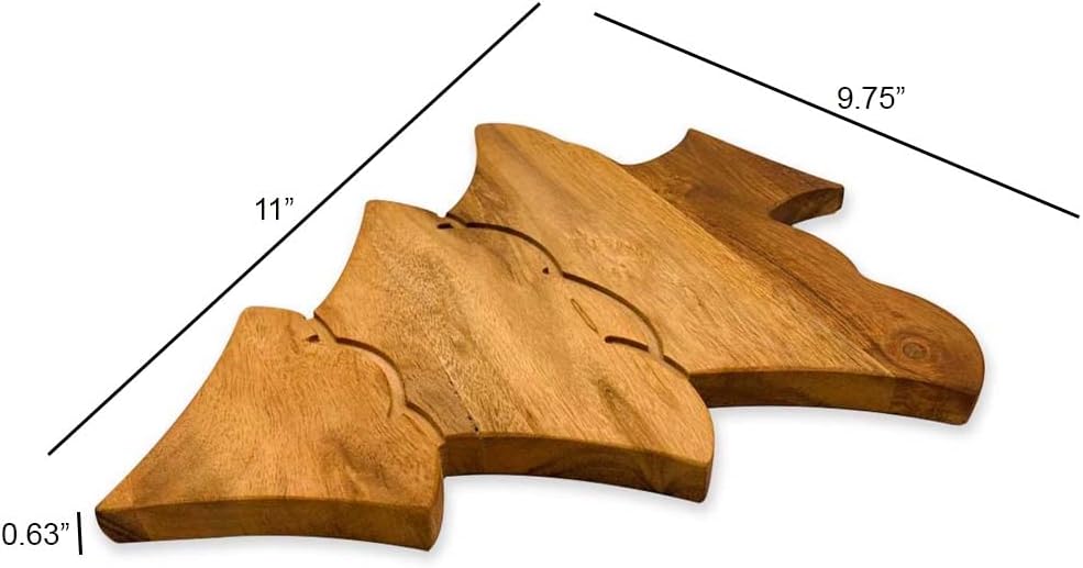 Christmas Mini Tree Cutting Board for Kitchen, Tree Shaped Wood Cutting Board with Grooves, Charcuterie Wooden Serving Tray (Mini Christmas Tree Board with Groove 11"L x 9"W)