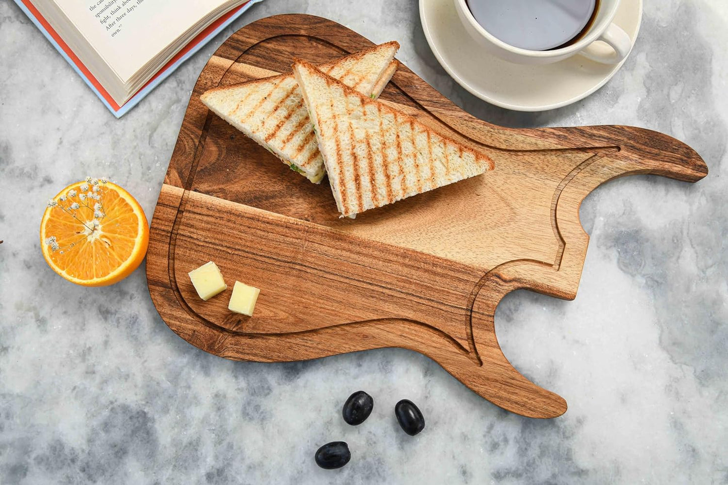 Cutting Board Series, Acacia Wood Cutting Boards for Kitchen, Modern Wooden Serving Charcuterie Board, Organic Wood Board, Ideal for Chopping Meat, Fruits, Cheese 13.8 x 9.65