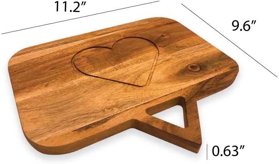 Valentine's Day Gifts Organic Acacia kitchen Cutting Chopping Charcuterie Board Platter Butcher Block for Cheese and Vegetables Meat (Chat Box Board 11.2"L x 9.6"W)