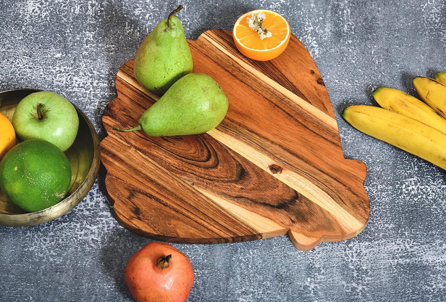 Affinity Decor Acacia Wood Cutting Board for kitchen Chopping Boards, Decorative Wooden Shaped Platter with Handle, Butcher Block, Natural Cheese Serving Plate (Sea Shell Board 14"L x 13"W)