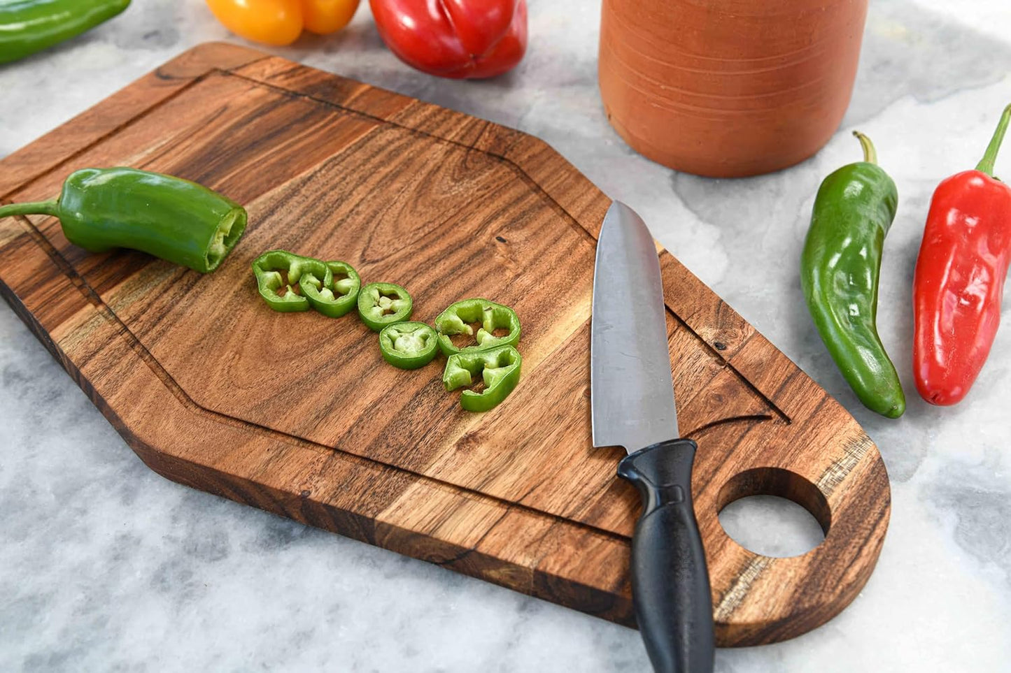 Cutting Board Series, Acacia Wood Cutting Boards for Kitchen, Wooden Serving Charcuterie Board, Organic Wood Board, Ideal for Chopping Meat, Fruits, Cheese 15.35 x 8.85