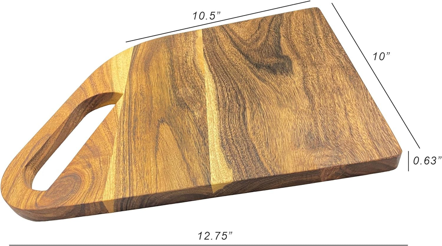 Affinity Decor Wood Cutting Board for Kitchen, 12.75"L x 10"W Shaped Wooden Cutting Boards with Handle, Charcuterie Boards, Serving Platter for Cheese & Kitchen Decoration