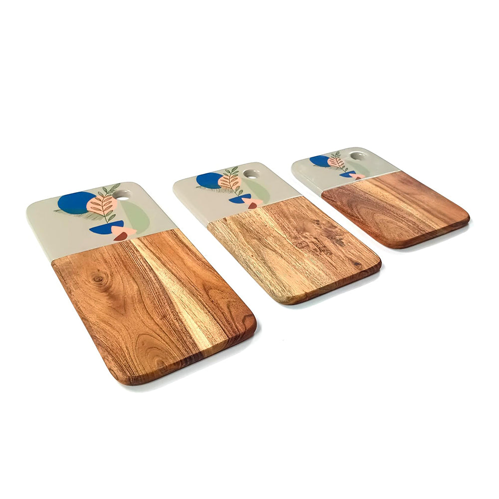 Affinity Décor Resin Print Set Of 3 Cutting Board Kitchen Deco with Grooves Festive Décor Epoxy Wood Cutting Board Handmade Large Charcuterie Board Handcrafted Acacia Wood Cutting Board (328)