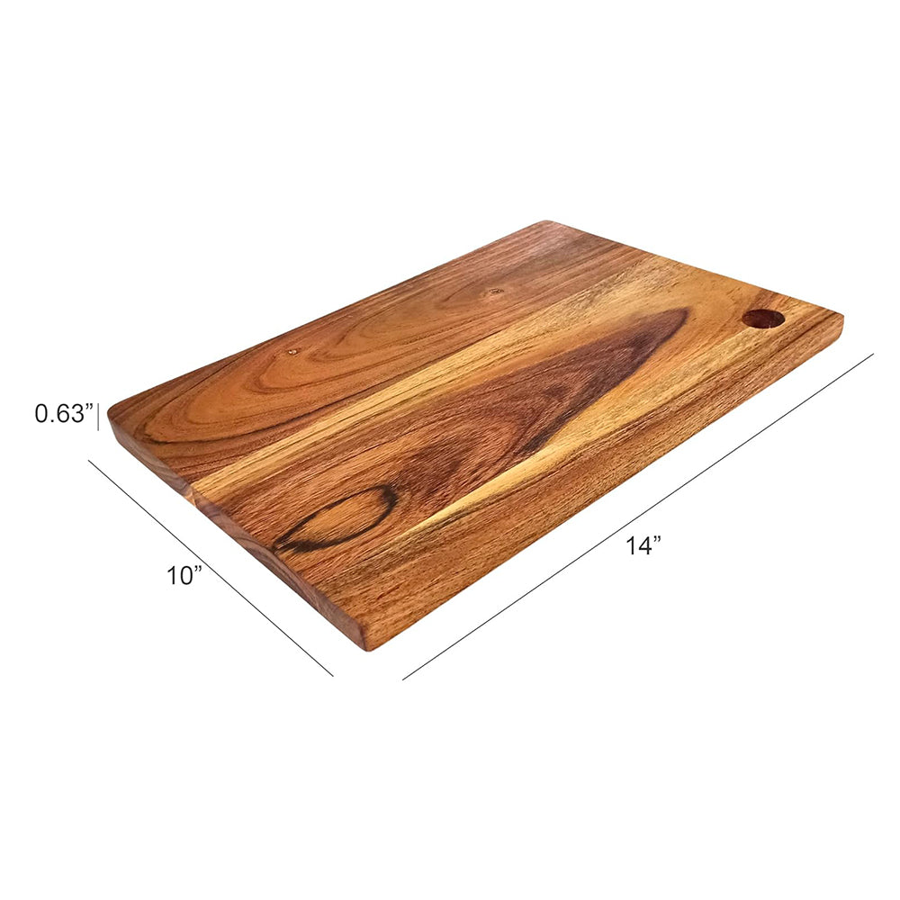 Wood Cutting Boards Kitchen, Thick Chopping Board, Serving Trays Large Wooden Cutting Board with Deep Juice Groove and Handles, Wooden trays for meat, fruit and cheese (14 X 10 X 0.63 Inch)