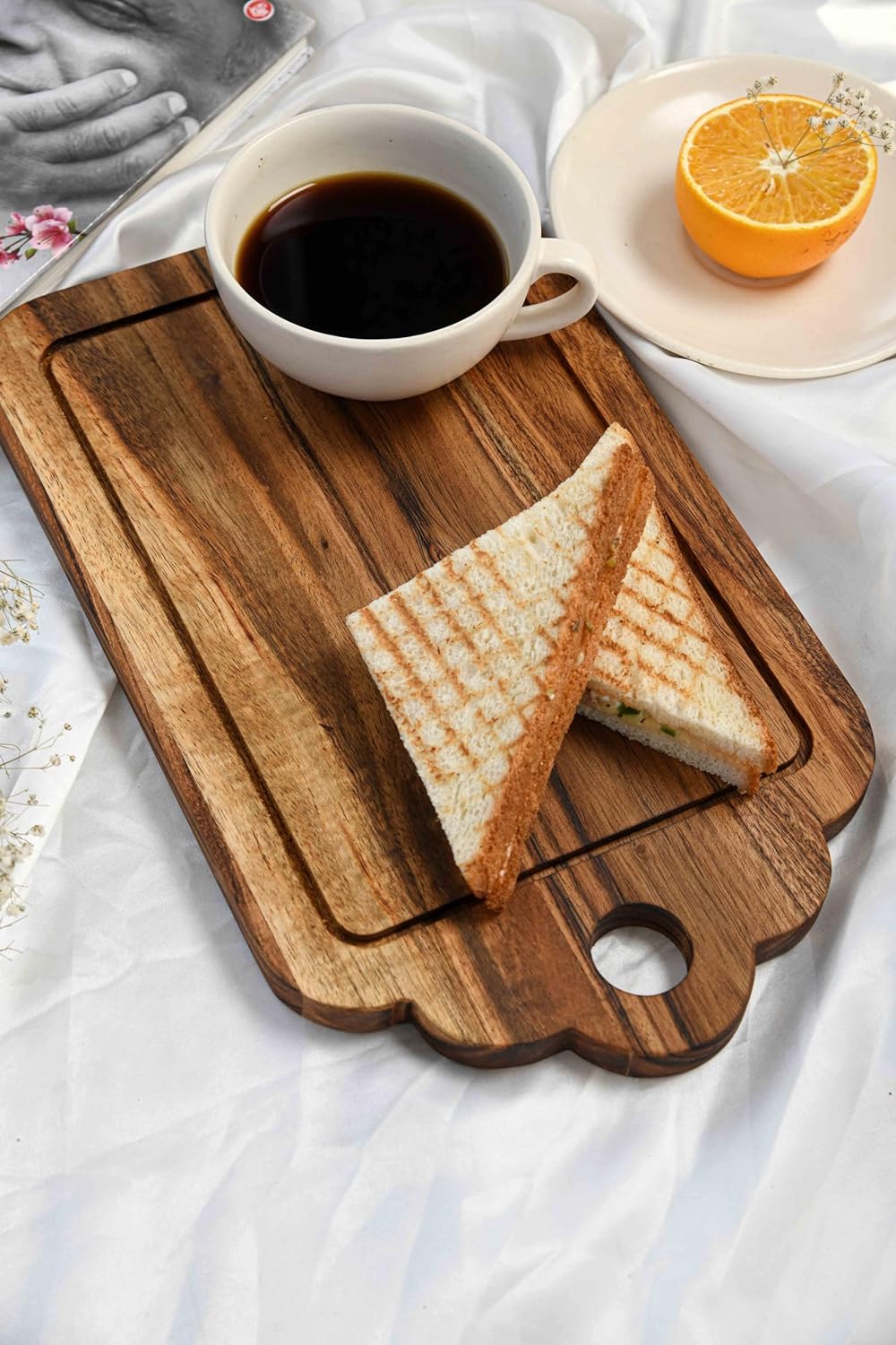 Affinity Decor Cutting Board Series, Acacia Wood Cutting Boards for Kitchen, Wooden Serving Charcuterie Board, Organic Wood Board, Ideal for Chopping Meat, Fruits, Cheese 13.4 x 8