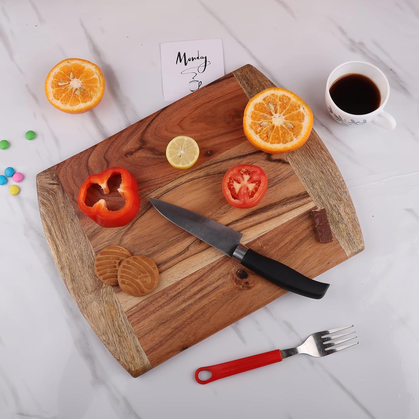 Affinity Decor Cutting Board Series, Acacia & Mango Wood Cutting Boards for Kitchen, Small Wooden Serving Charcuterie Board, Organic Wood Board, Ideal for Fruits, Cheese 12"x9"