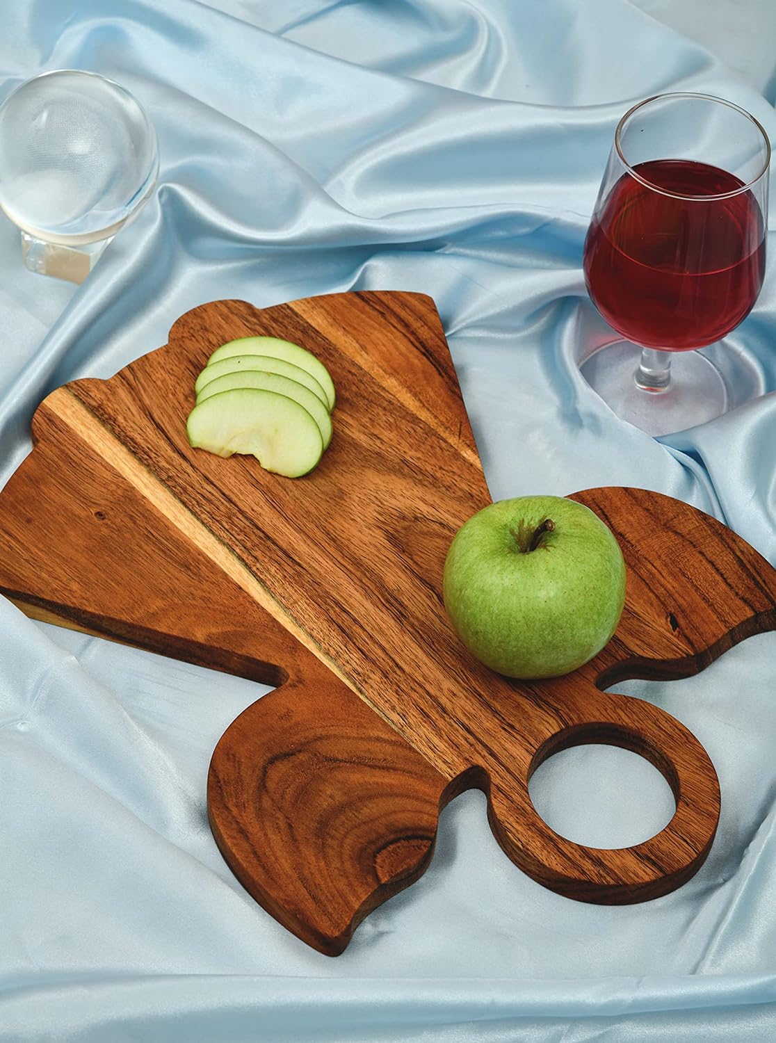 Organic Acacia Kitchen Cutting Chopping Board for Butcher Block Cheese and Vegetables Fruit Valentines day Halloween Christmas Gift (Angle Board 13"L x 10"W)