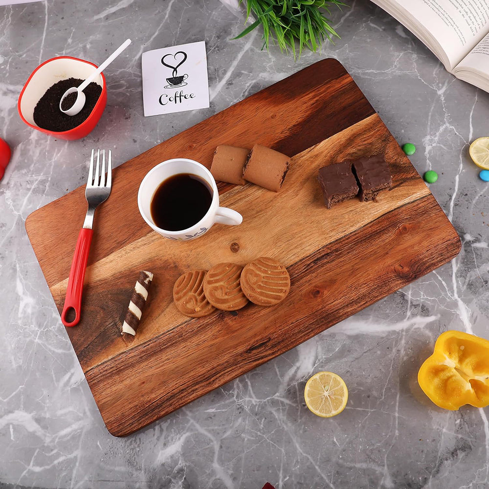 Cutting Board Series, Acacia Wood Cutting Boards for Kitchen, Wooden Serving Charcuterie Board, Organic Wood Board, Ideal for Chopping Meat, Fruits, Cheese 15"x10"