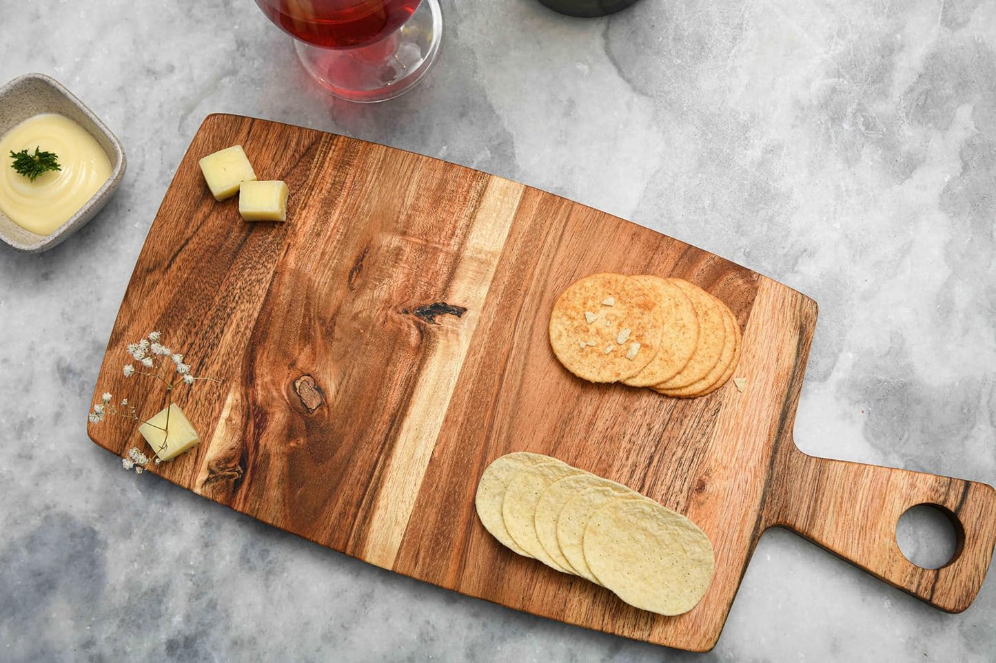 Cutting Board Series, Acacia Wood Cutting Boards for Kitchen, Wooden Serving Charcuterie Board, Organic Wood Board, Ideal for Chopping Meat, Fruits, Cheese 15 x 6.8