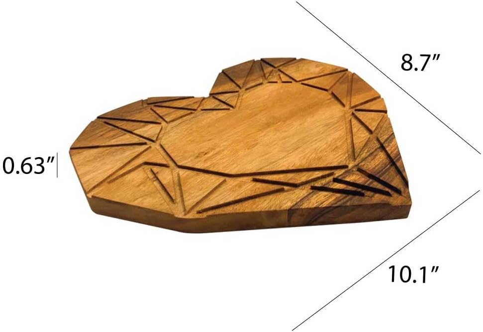 Valentine's Day Gifts Organic Acacia kitchen Cutting Chopping Charcuterie Board Platter Butcher Block for Cheese and Vegetables Meat (Groove Heart Board 8.7"L x 10.1"W)