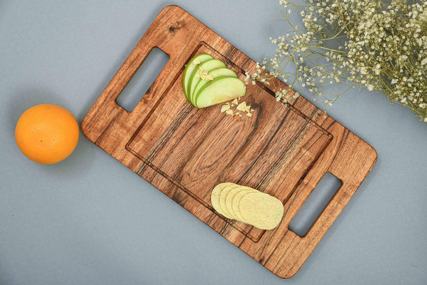 Cutting Board Series, Acacia Wood Cutting Boards for Kitchen, Wooden Serving Charcuterie Board, Organic Wood Board, Ideal for Chopping Meat, Fruits, Cheese 12.25 x 7.5