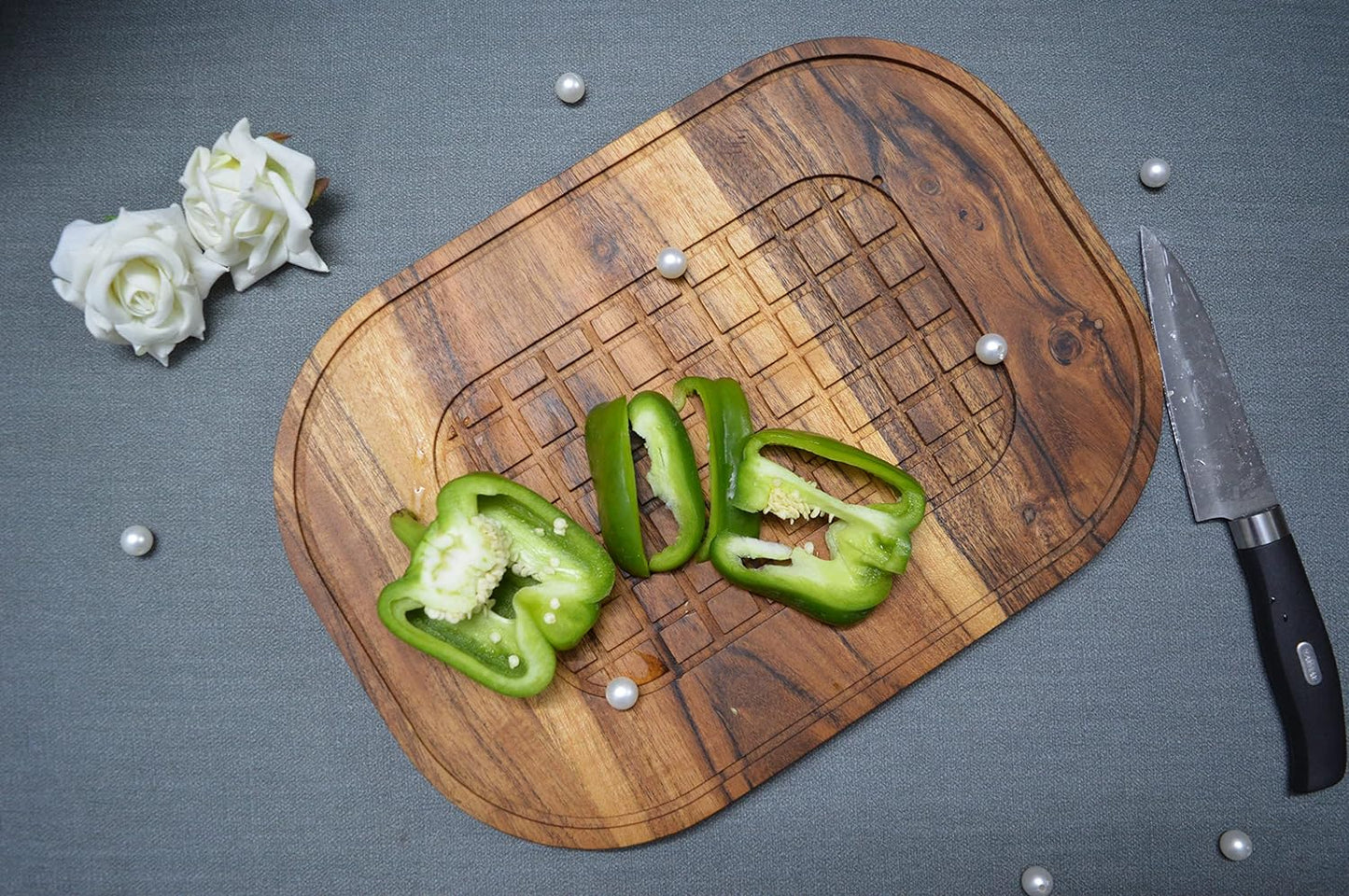 Affinity Decor Wooden Chopping Cutting Board Platter Plate Butcher Block for kitchen Cheese Vegetables Fruit and Salad (Crissy Board, 13 x 9 Inch)