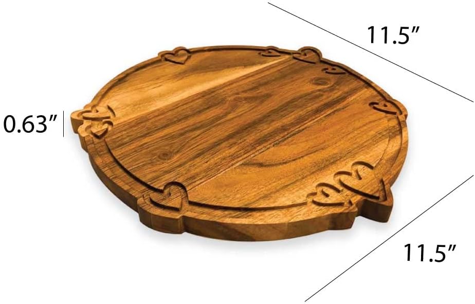 Organic Acacia Wooden Cutting Board kitchen Charcuterie Platter, Valentine's and Mother's Day Gifts for Cheese and Vegetables Meat (Heart in Round Board 11.5"L x 11.5"W)