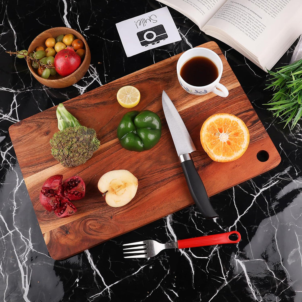 Cutting Board Series, Acacia Wood Cutting Boards for Kitchen, Wooden Serving Charcuterie Board, Organic Wood Board, Ideal for Chopping Meat, Fruits, Cheese 16"x10"