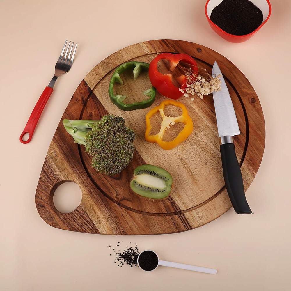 Wooden Cutting Boards Series, Acacia Wood Cutting Boards for Kitchen, Wooden Serving Platter, Charcuterie Board, Organic Wood Board for Chopping Meat, Fruits, Cheese 14.57"x12"