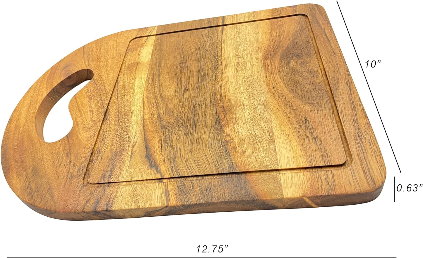 Affinity Decor Wood Cutting Board for Kitchen, 12.75"L x 10"W Shaped Wooden Cutting Boards with Hanging Hole & Groove, Charcuterie Boards, Serving Platter for Cheese & Kitchen Decoration