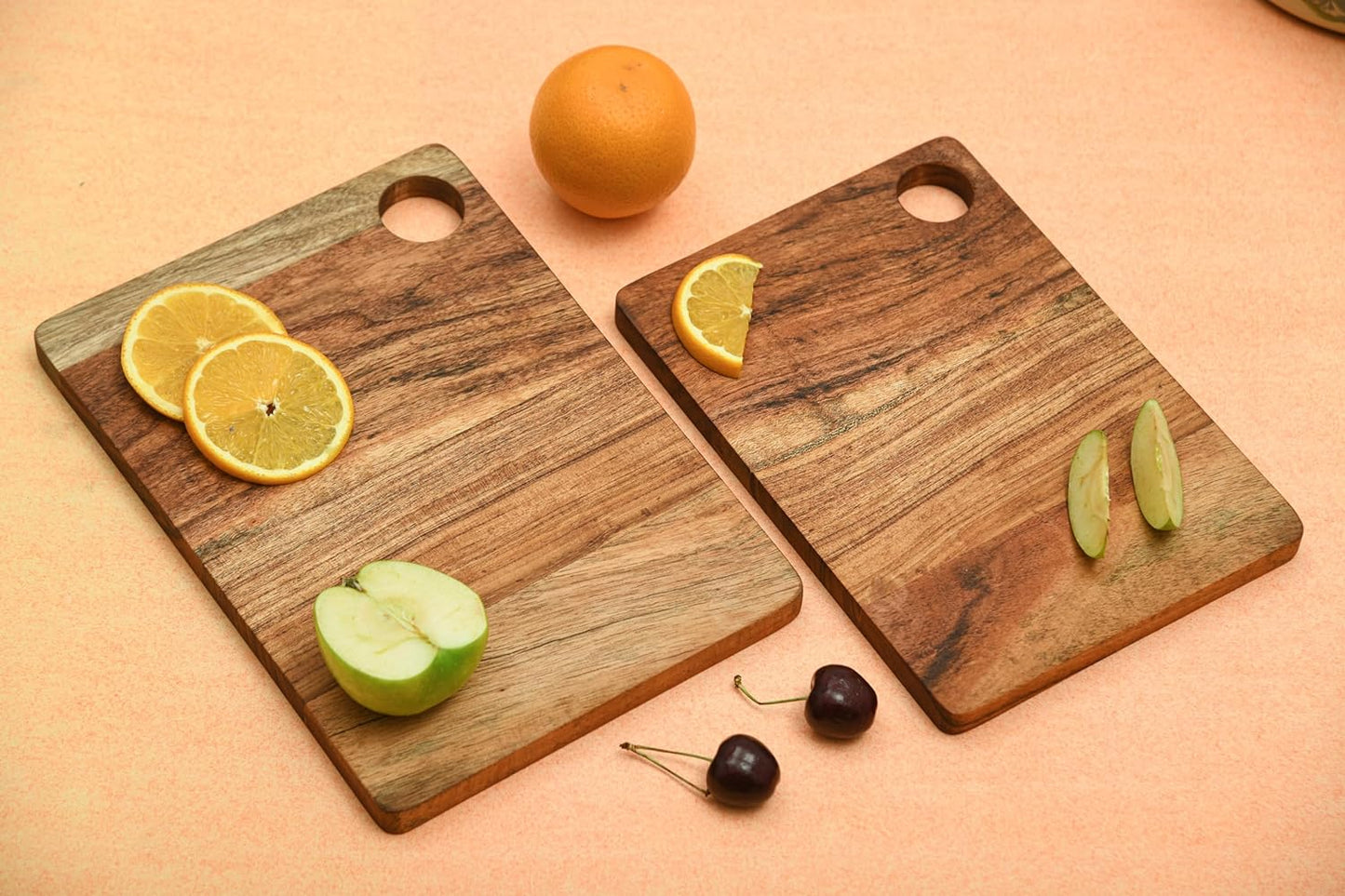 Affinity Decor Cutting Board Series, Acacia Wood Cutting Boards for Kitchen, Set of 2 Wooden Charcuterie Board, Organic Wood Board, Ideal for Chopping Meat, Fruits, Cheese 11.1"x7.9", 9.9"x7.1"