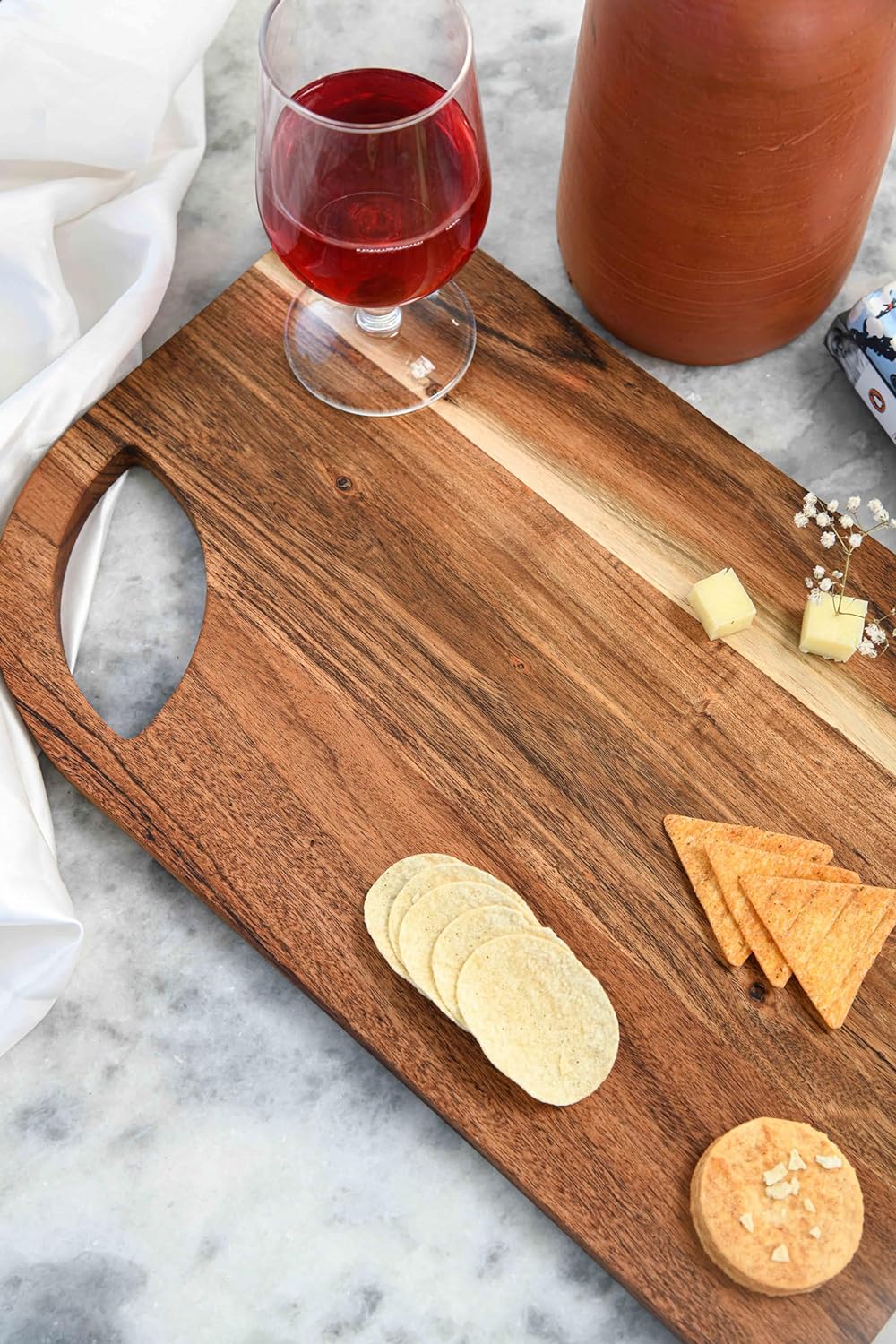 Cutting Board Series, Acacia Wood Cutting Boards for Kitchen, Wooden Serving Charcuterie Board, Organic Wood Board, Ideal for Chopping Meat, Fruits, Cheese 15.75 x 9.85