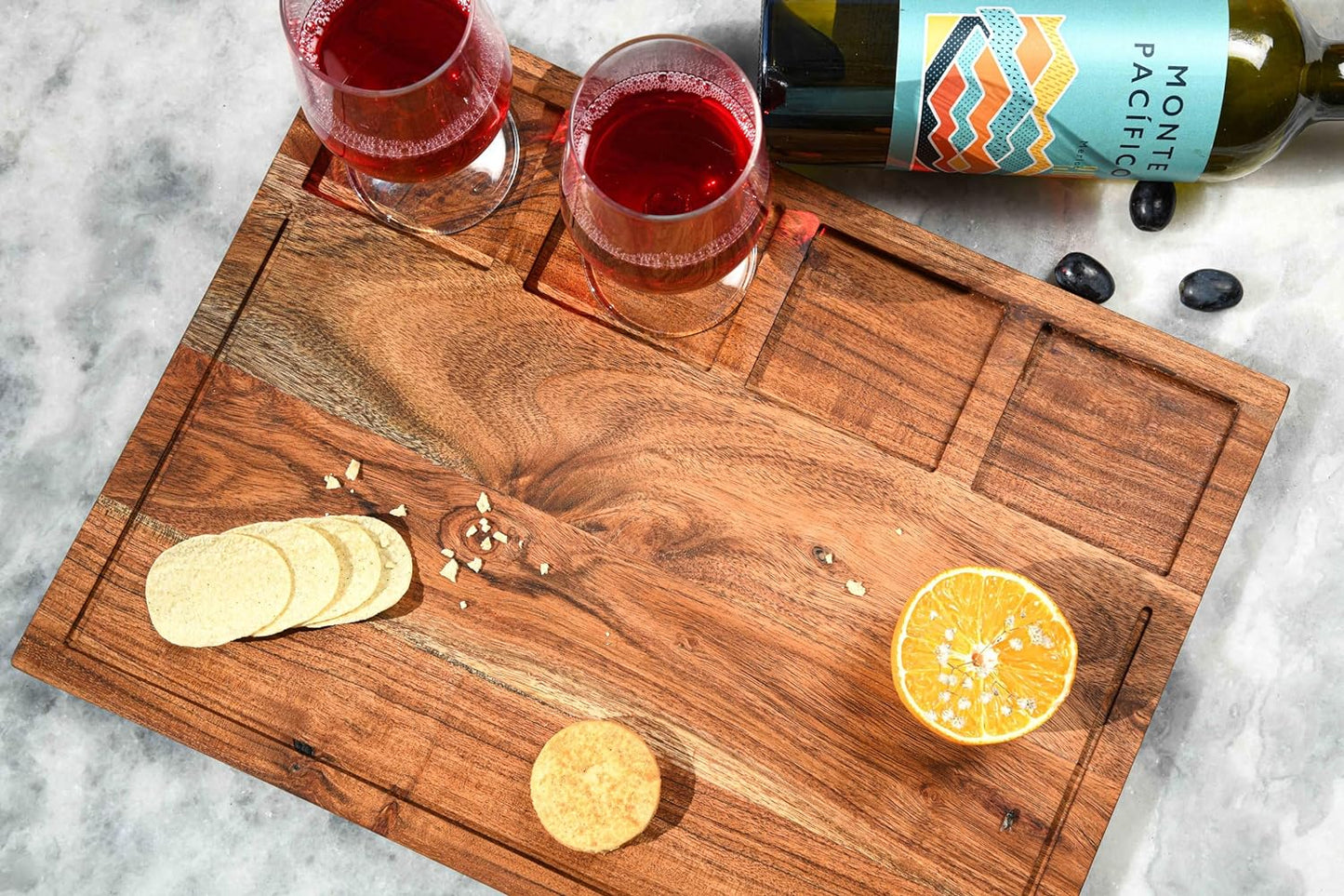 Cutting Board Series, Acacia Wood Cutting Boards for Kitchen, Wooden Serving Charcuterie Board, Organic Wood Board, Ideal for Chopping Meat, Fruits, Cheese 16 x 12