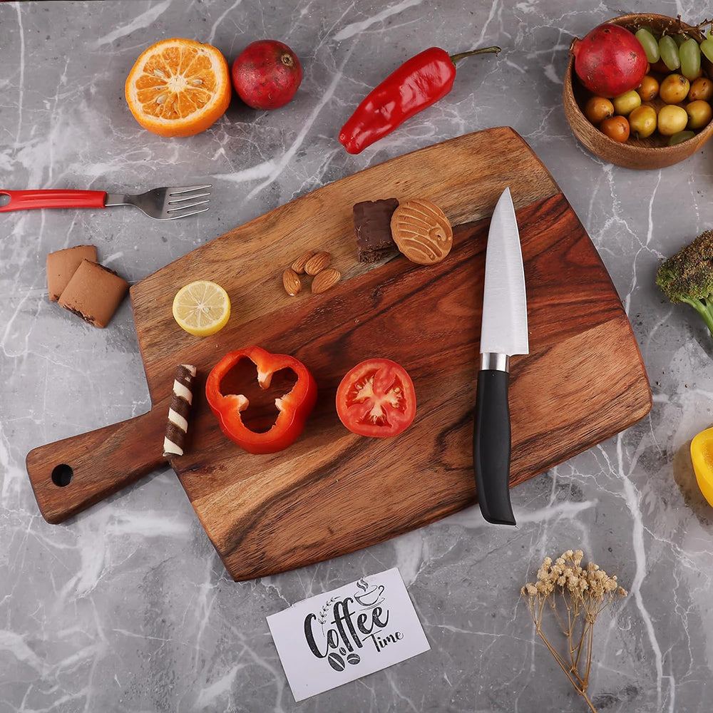 Cutting Board Series, Acacia Wood Cutting Boards for Kitchen, Wooden Serving Charcuterie Board, Organic Wood Board, Ideal for Chopping Meat, Fruits, Cheese 17"x10"