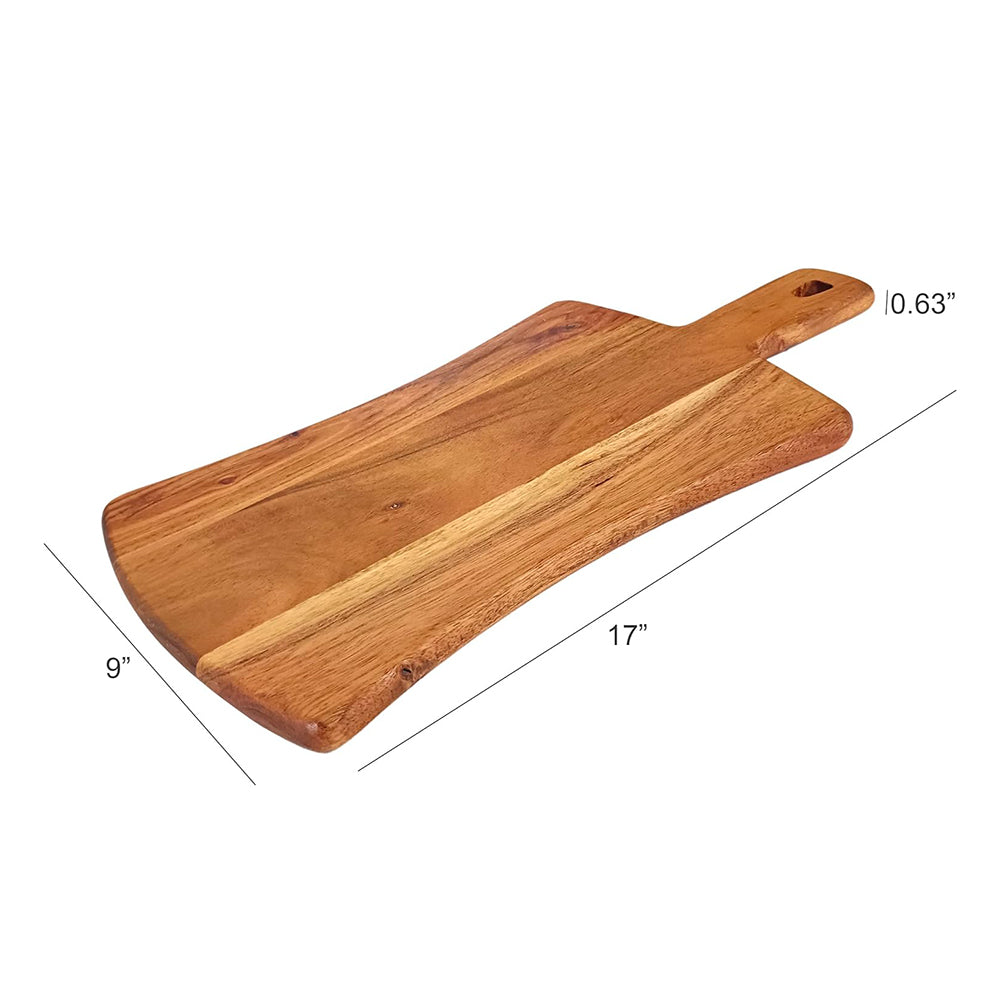 Wood Cutting Boards Kitchen, Thick Chopping Board, Serving Trays Large Wooden Cutting Board with Deep Juice Groove and Handles, Wooden trays for meat, fruit and cheese (17 X 9 X 0.63 Inch)