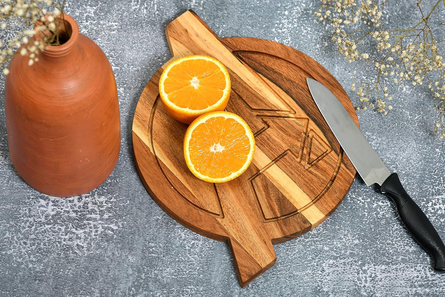 Affinity Decor Organic Acacia Kitchen Cutting Chopping Board for Butcher Block Cheese and Vegetables Fruit Salad Halloween Christmas Gift (Avenger Board 12"L x 10"W)