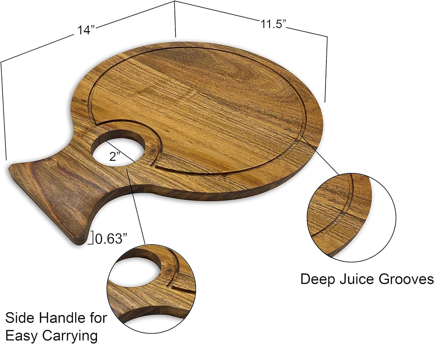 Affinity Decor Large 100% Cutting Board Wood for Kitchen Cheese, Heavy Duty Charcuterie boards, Serving Platters with Handles and Juice Grooves Pre Oiled, CB-137, 14"L x 11.5"W