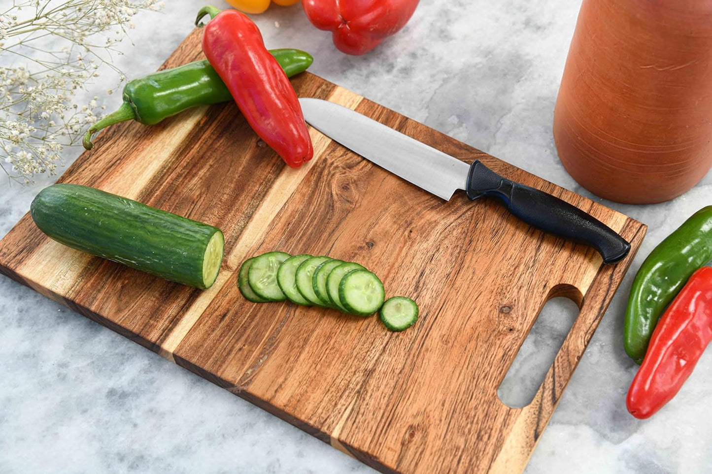 Cutting Board Series, Acacia Wood Cutting Boards for Kitchen, Wooden Serving Charcuterie Board, Organic Wood Board, Ideal for Chopping Meat, Fruits, Cheese 13.75 x 9