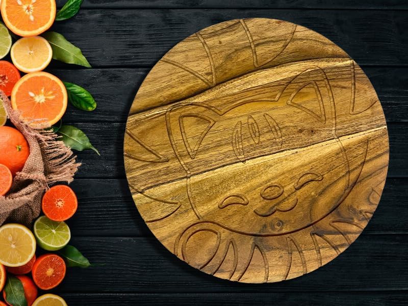 Affinity Decor Cutting Board Series, Acacia Wood Cutting Boards for Kitchen, Wooden Serving Charcuterie Board, Chess Print Wood Board, Ideal for Chopping Meat, Fruits, Cheese 12.3"x12.3"