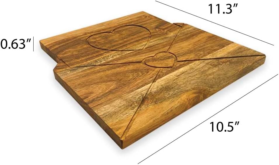 Valentine's Day Gifts Organic Acacia kitchen Cutting Chopping Charcuterie Board Platter Butcher Block for Cheese and Vegetables Meat (Love Message Board 11.3"L x 10.5"W)