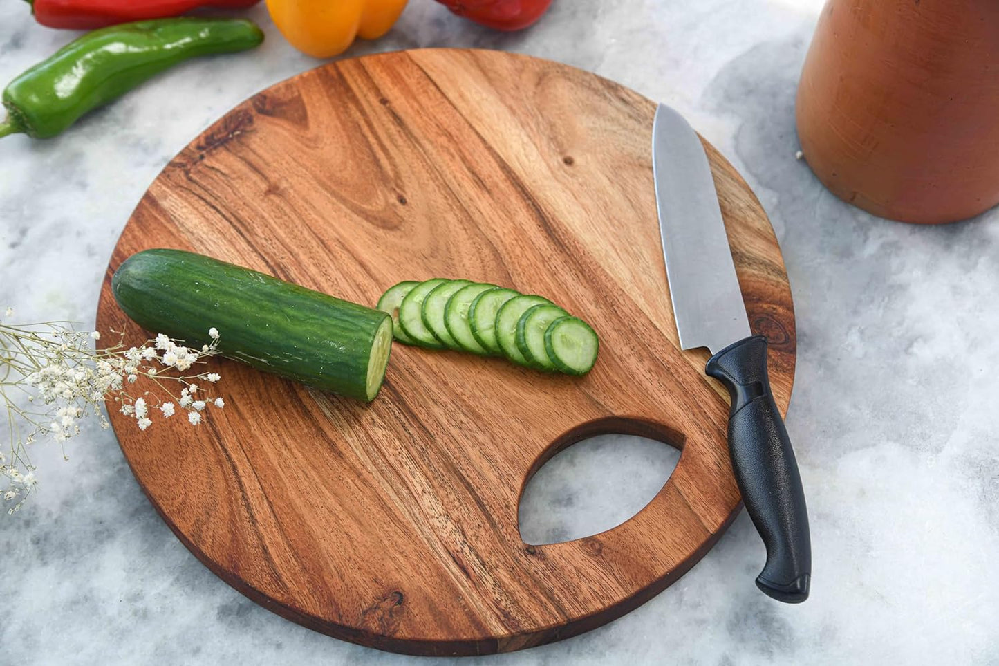 Cutting Board Series, Acacia Wood Cutting Boards for Kitchen, Wooden Serving Charcuterie Board, Organic Wood Board, Ideal for Chopping Meat, Fruits, Cheese 12"x12"