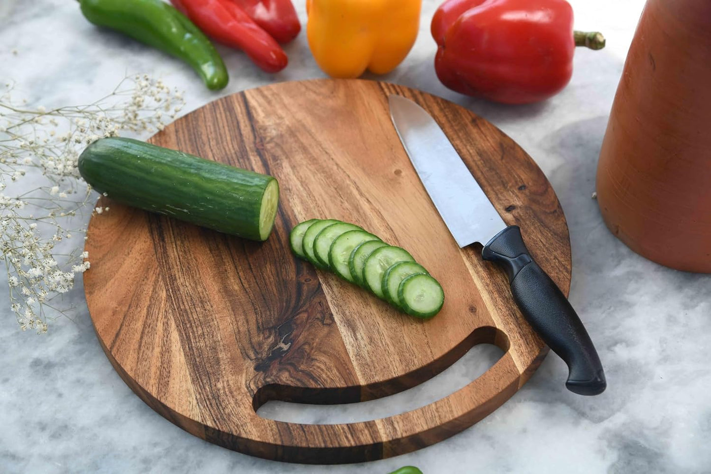 Cutting Board Series, Acacia Wood Cutting Boards for Kitchen, Wooden Serving Charcuterie Board, Organic Wood Board, Ideal for Chopping Meat, Fruits, Cheese 11 x 11