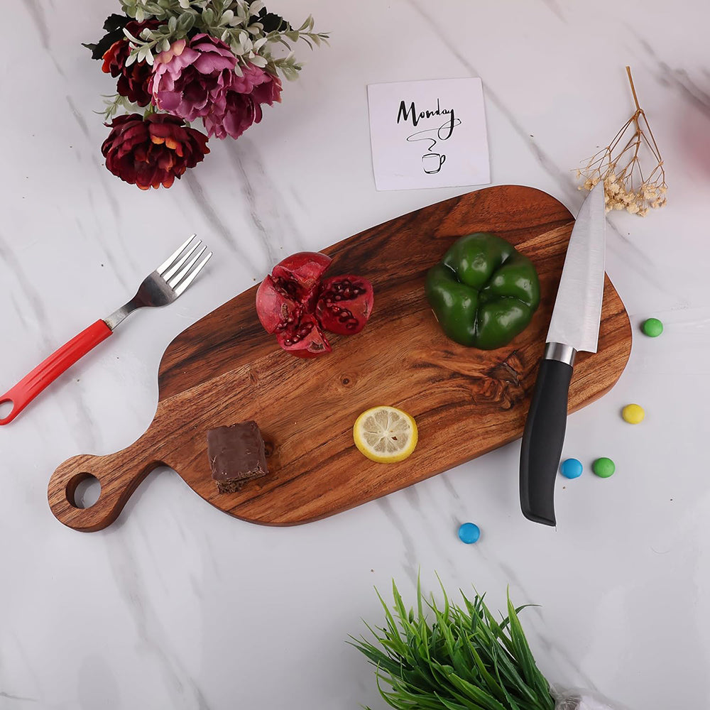 Cutting Board Series, Acacia Wood Cutting Boards for Kitchen, Wooden Serving Charcuterie Board, Organic Wood Board, Ideal for Chopping Meat, Fruits, Cheese 15.4"x6.7"