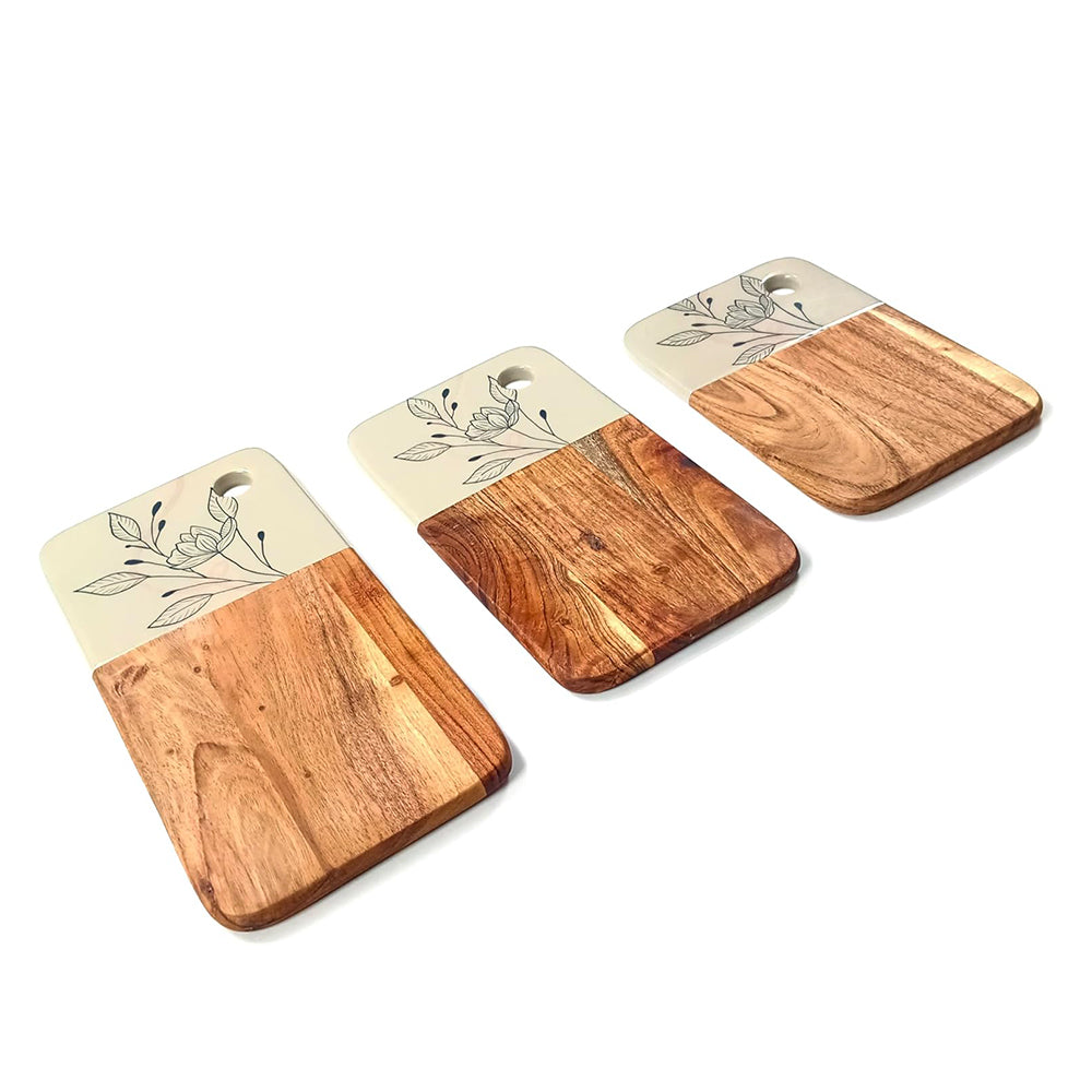 Affinity Décor Resin Print Set Of 3 Cutting Board Kitchen Deco with Grooves Festive Décor Epoxy Wood Cutting Board Handmade Large Charcuterie Board Handcrafted Acacia Wood Cutting Board (326)