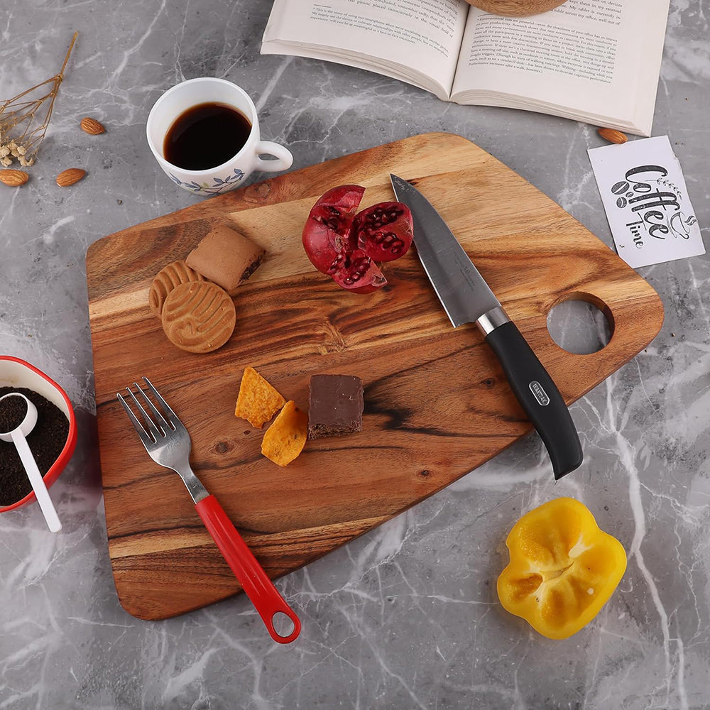 Cutting Board Series, Acacia Wood Cutting Boards for Kitchen, Wooden Serving Charcuterie Board, Organic Wood Board, Ideal for Chopping Meat, Fruits, Cheese 15.5"x10.3"