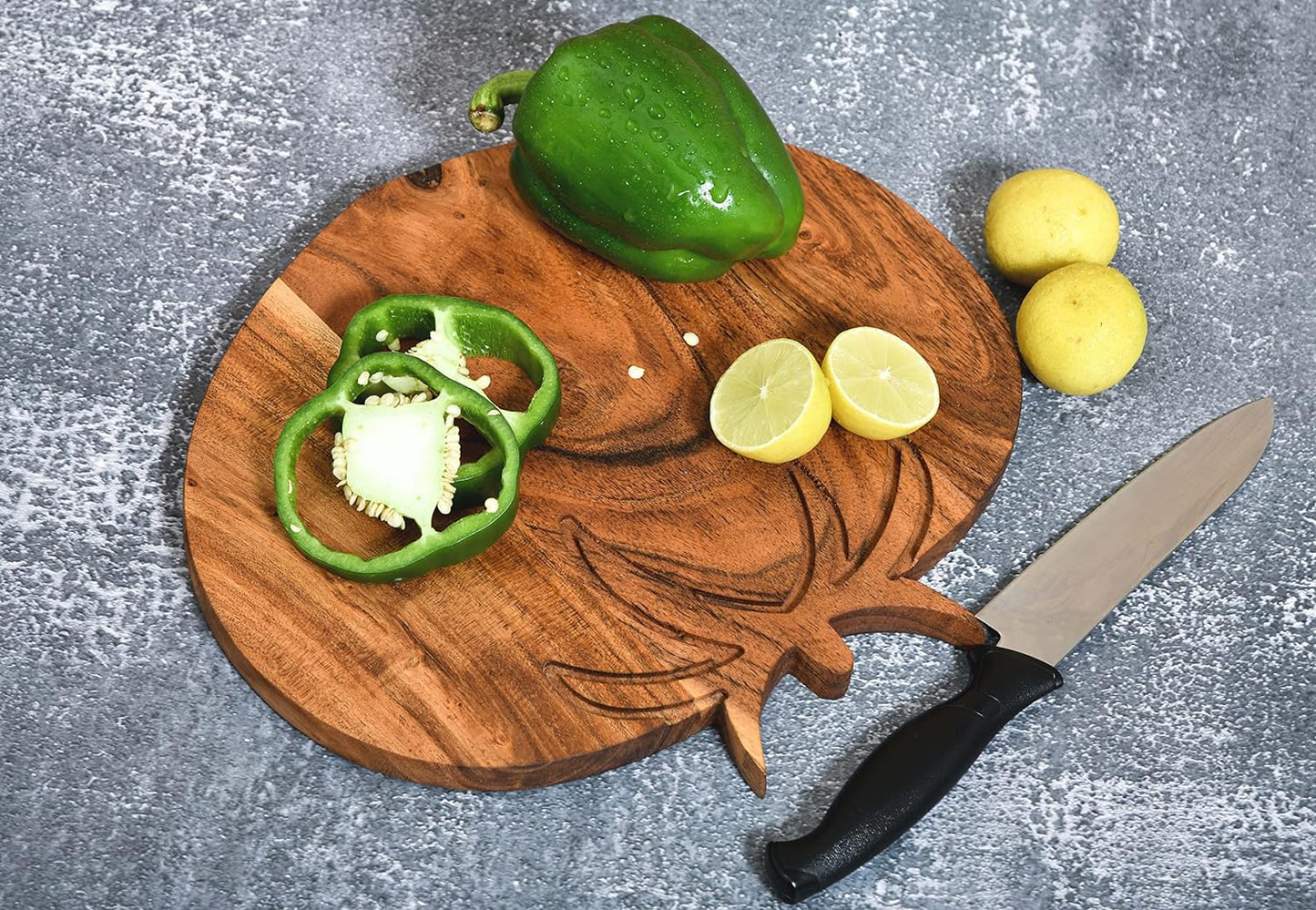 Affinity Decor Organic Acacia kitchen Cutting Chopping Board Platter Wine Holder with Handles for Butcher Block Cheese and Vegetables Fruit & Salad (Tomato Board 11"L x 10"W)