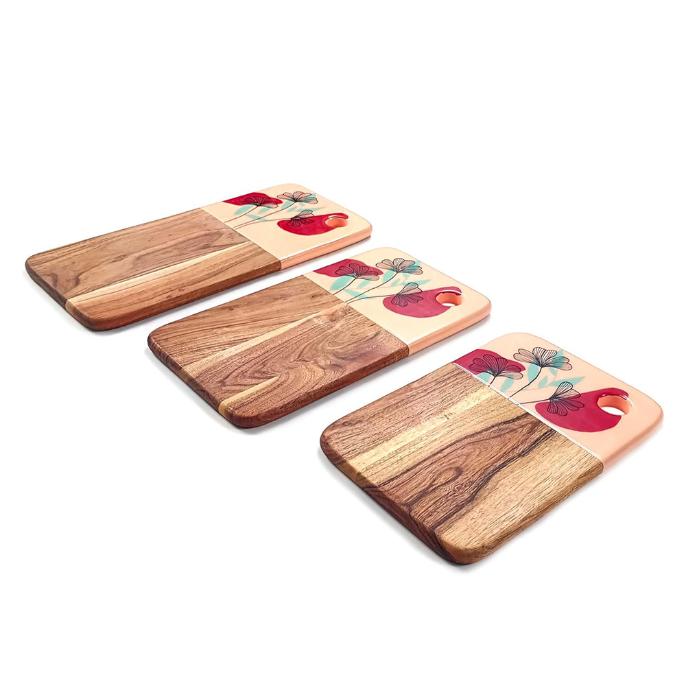 Affinity Décor Resin Print Set Of 3 Cutting Board Kitchen Deco with Grooves Festive Décor Epoxy Wood Cutting Board Handmade Large Charcuterie Board Handcrafted Acacia Wood Cutting Board (329)