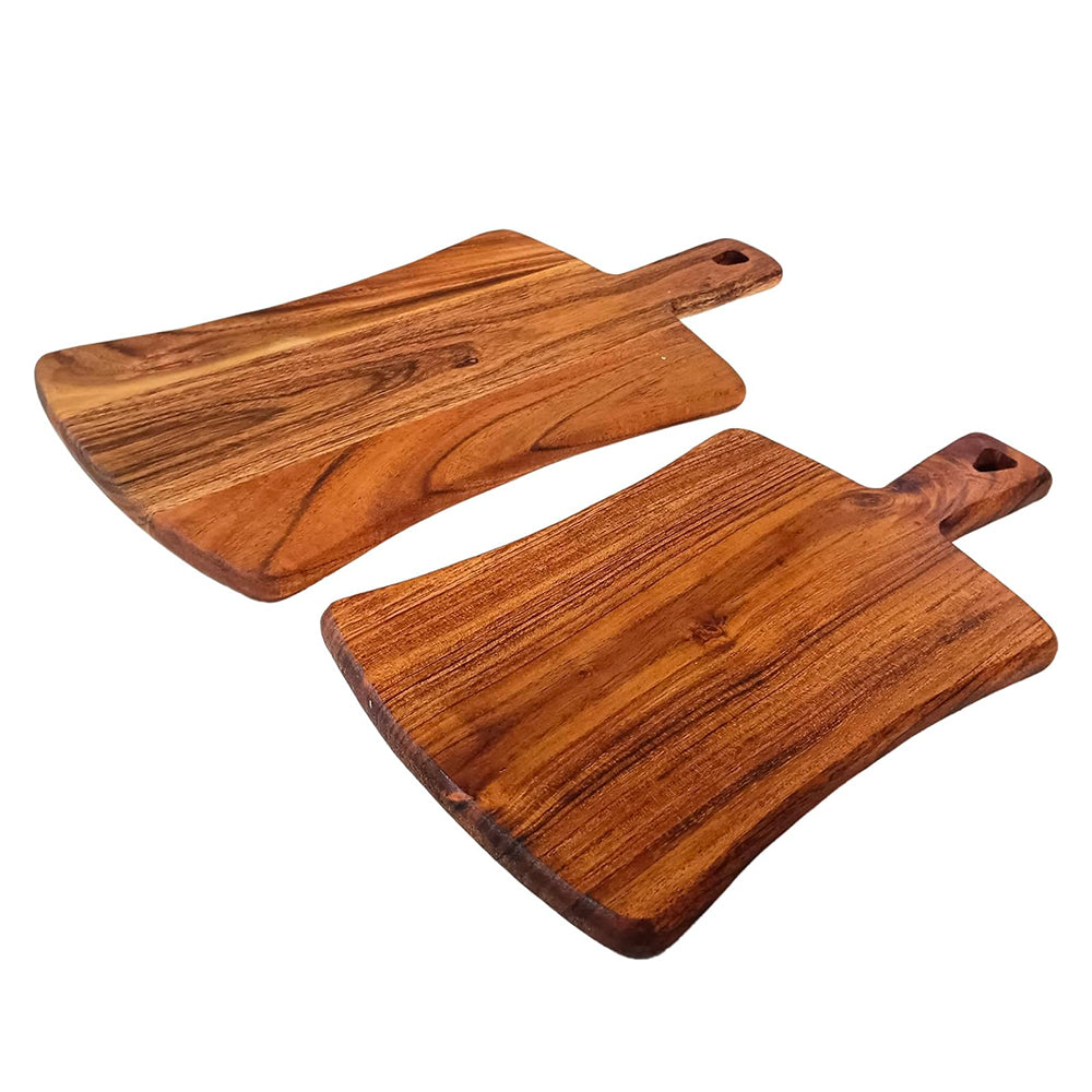 Wood Set Of 2 Cutting Boards Kitchen, Thick Chopping Board, Large Wooden Cutting Board with Deep Juice Groove and Handles, Wooden trays for meat, fruit and cheese (17 X 9 X 0.63 Inch)