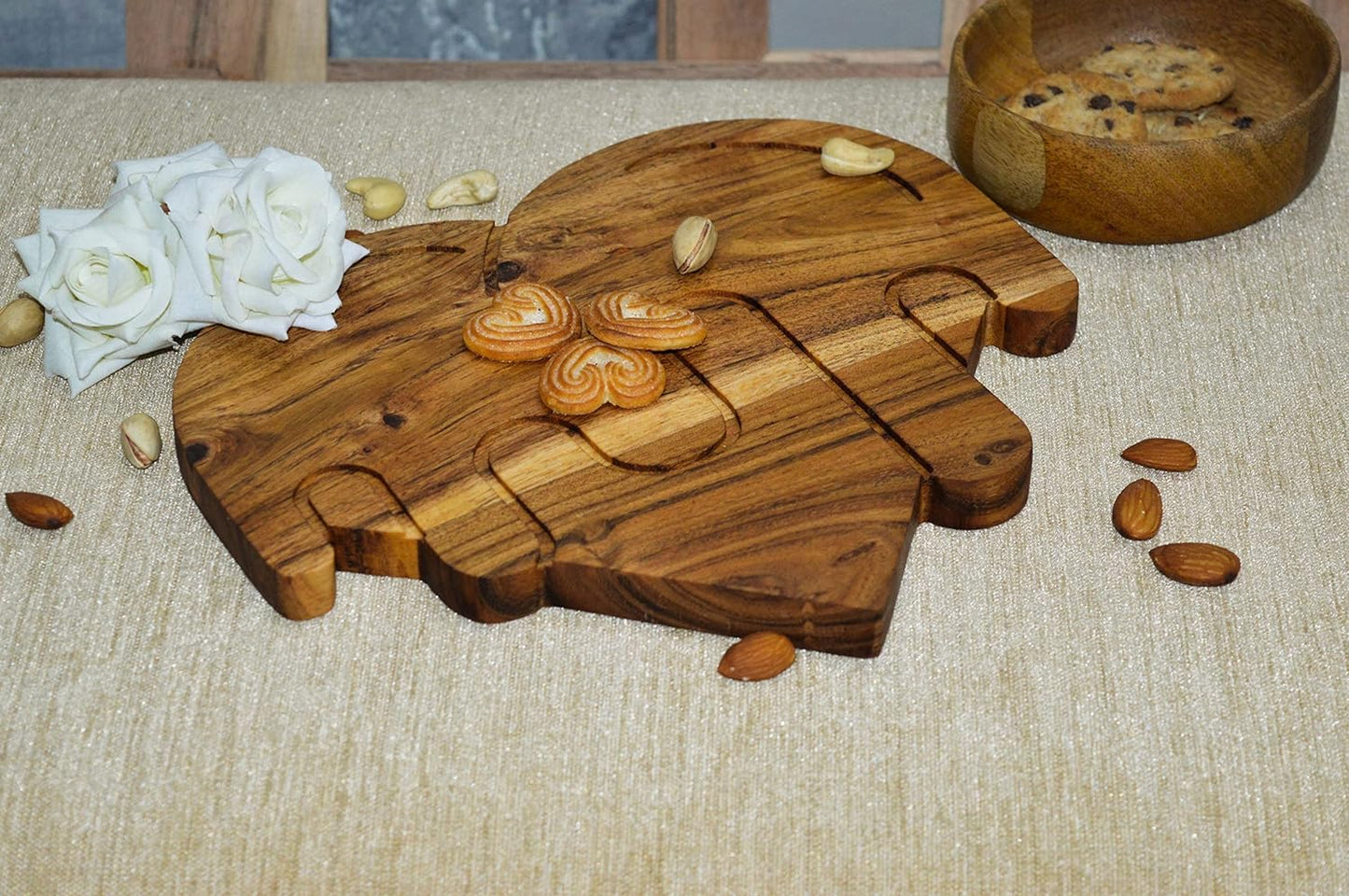 Valentine's Day Gifts Organic Acacia kitchen Cutting Chopping Charcuterie Board Platter Butcher Block for Cheese and Vegetables Meat (Melting Heart Board 9.2"L x 10.1"W)