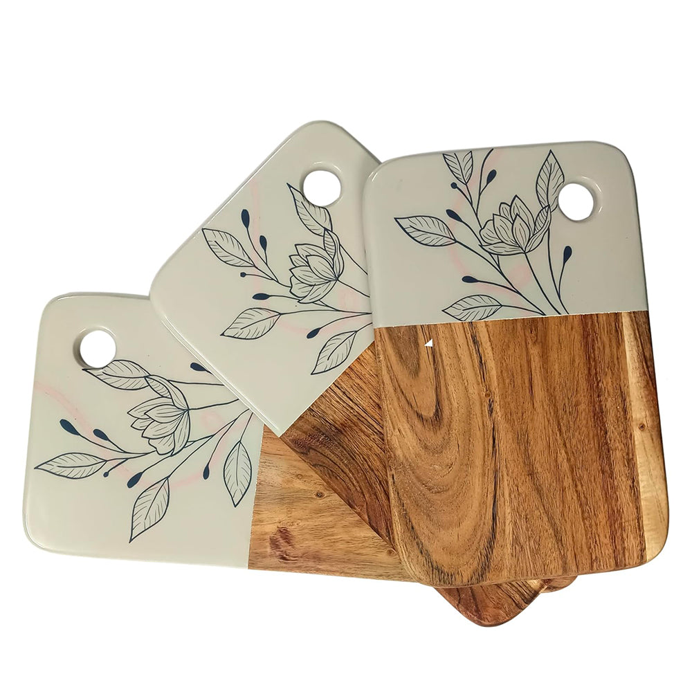 Affinity Décor Resin Print Set Of 3 Cutting Board Kitchen Deco with Grooves Festive Décor Epoxy Wood Cutting Board Handmade Large Charcuterie Board Handcrafted Acacia Wood Cutting Board (326)