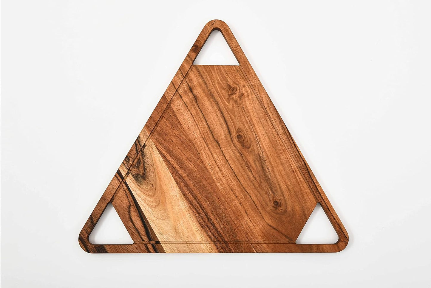 Affinity Decor Organic Acacia kitchen Cutting Chopping Board Platter Wine Holder with Handles for Butcher Block Cheese and Vegetables Fruit & Salad (Set of 2 Triangle Board 14"L x 13" W, 10"L x 11"W)