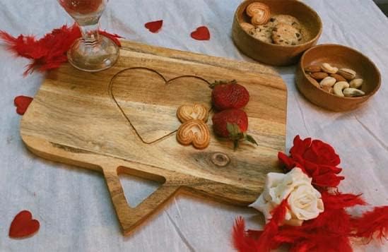 Valentine's Day Gifts Organic Acacia kitchen Cutting Chopping Charcuterie Board Platter Butcher Block for Cheese and Vegetables Meat (Chat Box Board 11.2"L x 9.6"W)