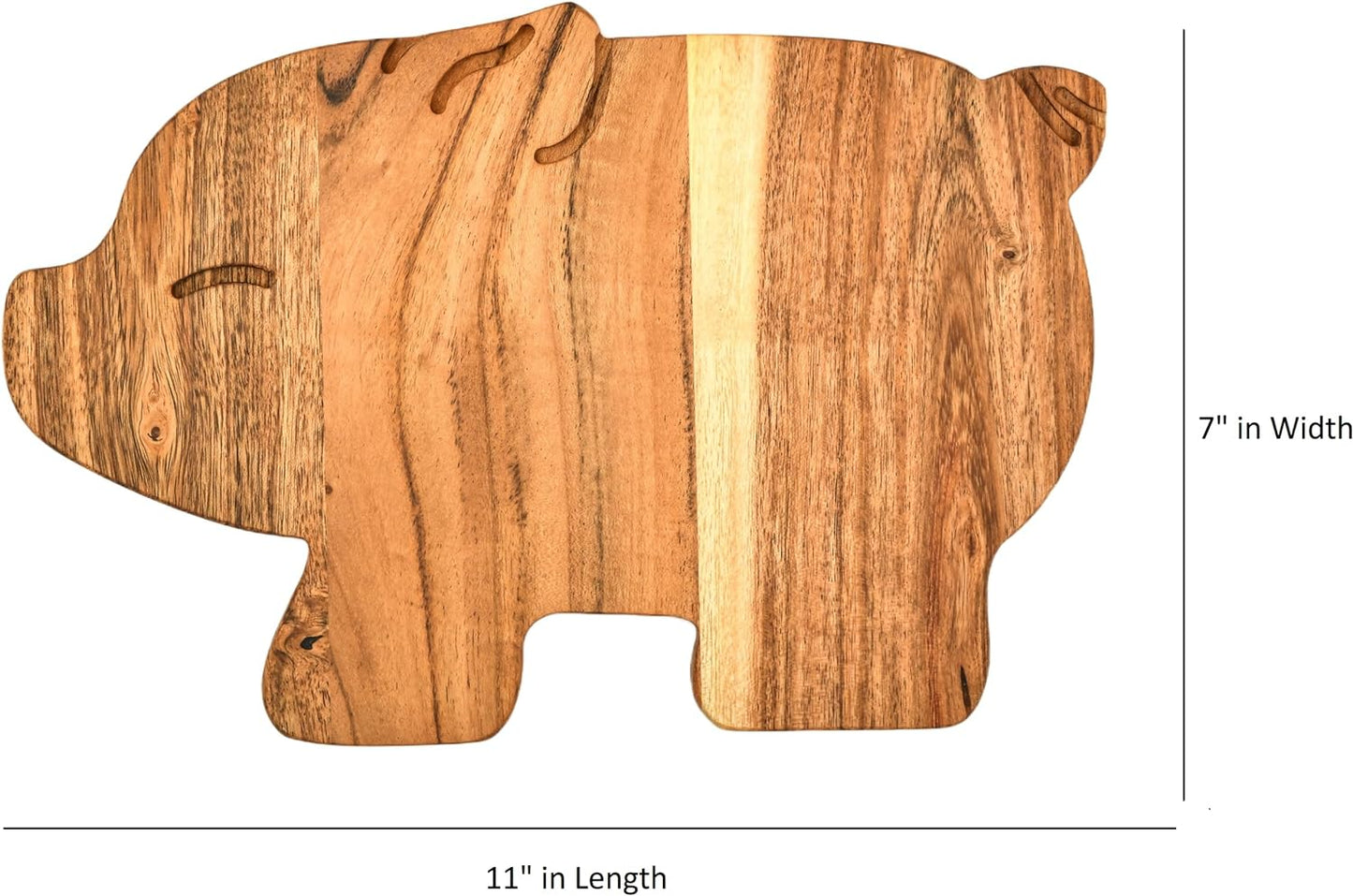 Affinity Decor Acacia Shaped Wood Cutting Board for Kitchen Wooden Chopping Butcher Block for Cheese Halloween Christmas Gift (Piglet Board 11"L x 7"W)